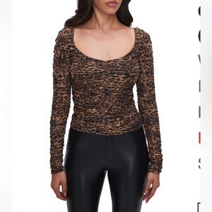 Good American rouched top leopard